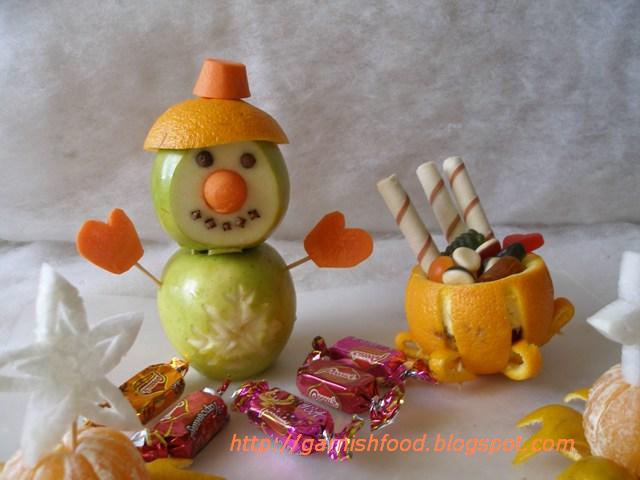 Fruit Carving Arrangements and Food Garnishes: The Fruit Snowman - Do 