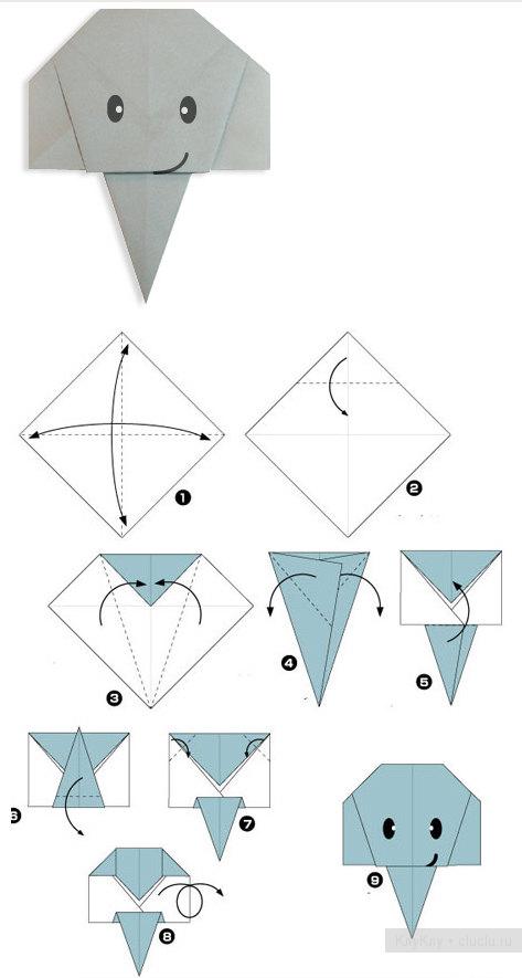 Оригами слоненок - детская поделка из 