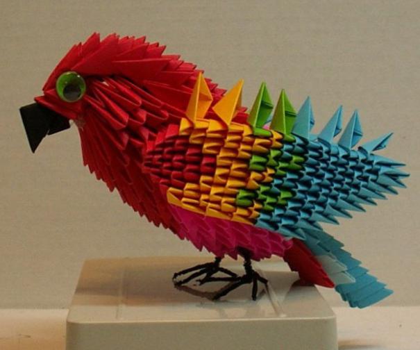 как сделать попугая из бумаги