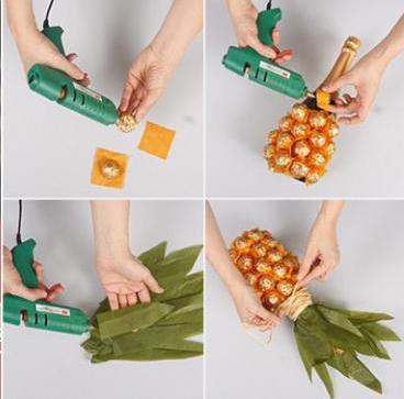 как сделать ананас из конфет