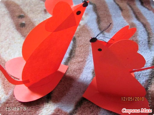 поделка мышка из бумаги ко дню святого Валентина