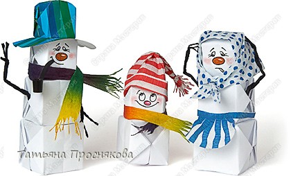 Мастер-класс Новый год Моделирование конструирование Оригами Надувные снеговички Бумага Бумага гофрированная