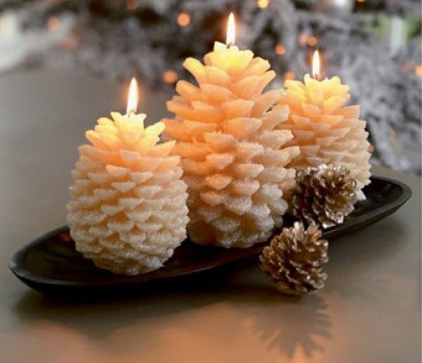 новогодние поделки своими руками свечи из шишек