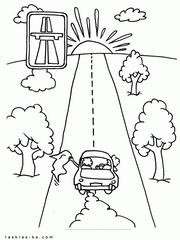 Раскраски на тему ПДД - дорожный знак Автомагистраль