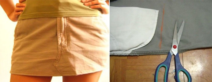 Переделка джинсов – мини юбка