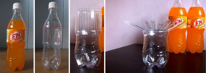 Процесс создания вазы из пластиковой бутылки