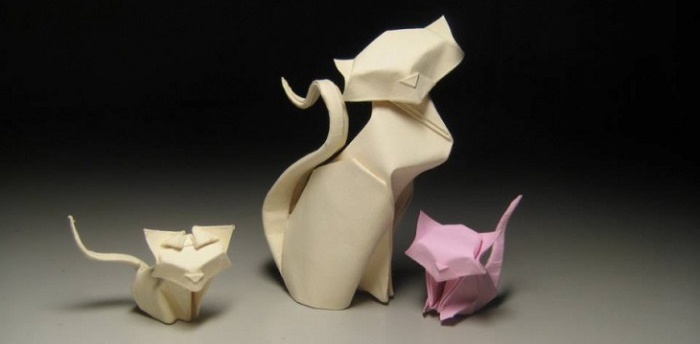 Оригами, сделанное в технике мокрого складывания