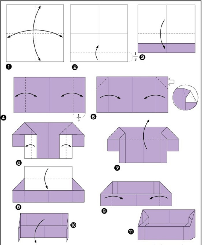 Схема создания мебели из бумаги