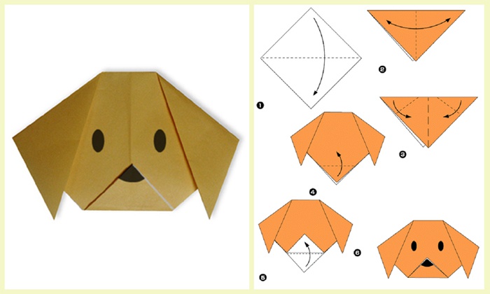 Схема оригами собачки из бумаги
