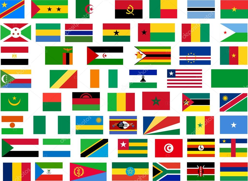 Флаги всех стран Африки . Иллюстрация 