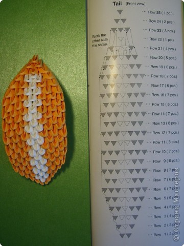 На белку понадобится 403 модуля, из них: 299 оранжевых, 90 белых, 6 маленьких оранжевых, 8 маленьких белых фото 39