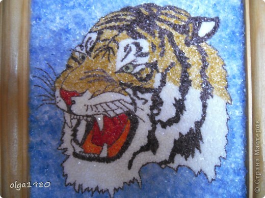 Картина панно рисунок Мозаика Тигр 