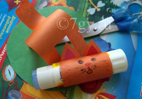 Поделка котик на полянке из цветной бумаги 3d с шаблоном