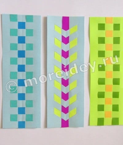 плетение закладки из полосок цветной бумаги