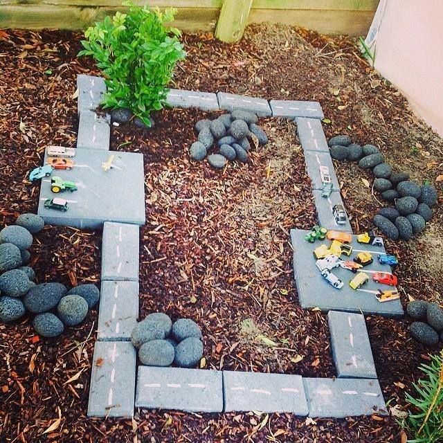 Lovely area for small world play outdoors from 'Erin' - image shared by Five Star Family Day Care Maitland (