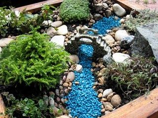 Fairy Garden with pebble river.