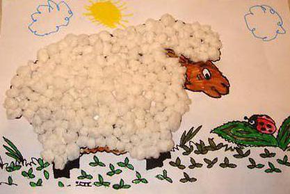 аппликация овечка из салфеток 