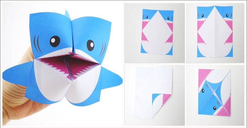  акула в технике оригами - детская
