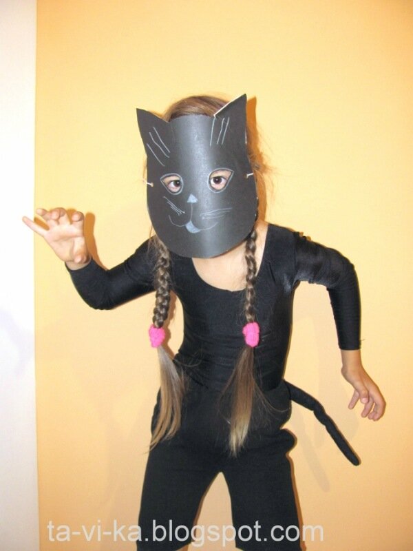 Детский костюм на Хэллоуин своими руками Черный кот