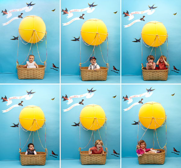 Детская фотосессия в воздушном шаре .