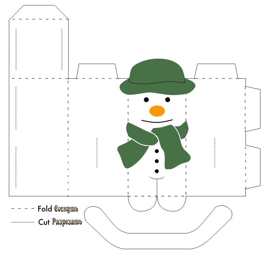 Выкройка бумажной поделки снеговика своими руками