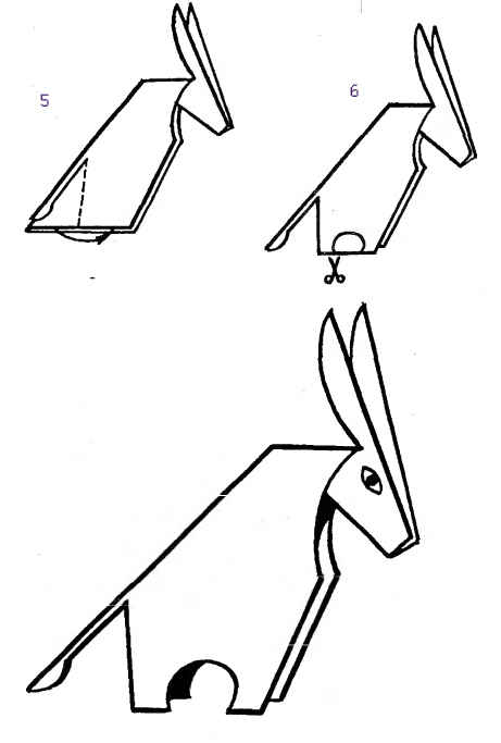 Поделка оригами для детей - ослик 