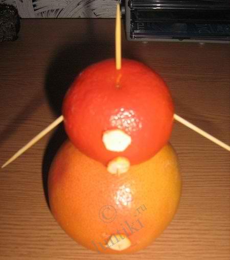 Апельсиновое чудо - "лепим" снеговика 