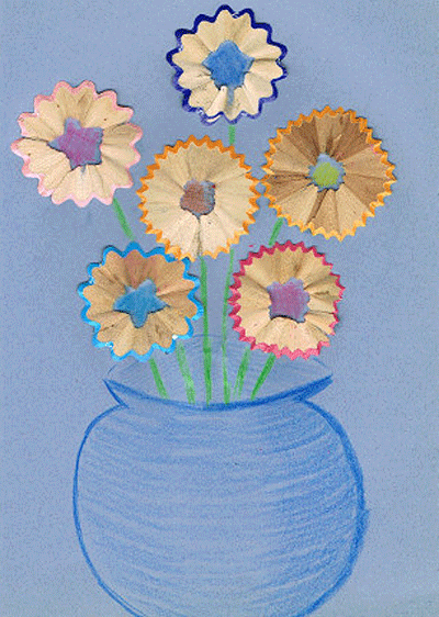 Поделки из карандашных очисток - букет цветов