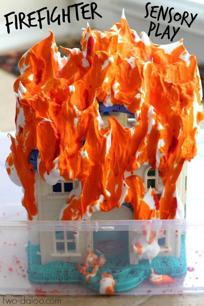 Create a vibrantly colored "burning building" with this easy sensory 