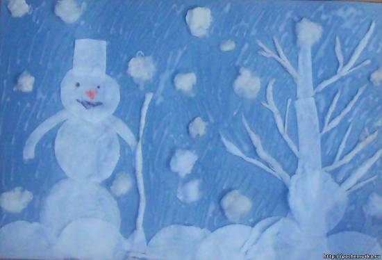 Новогодняя поделка "Снеговик в лесу 