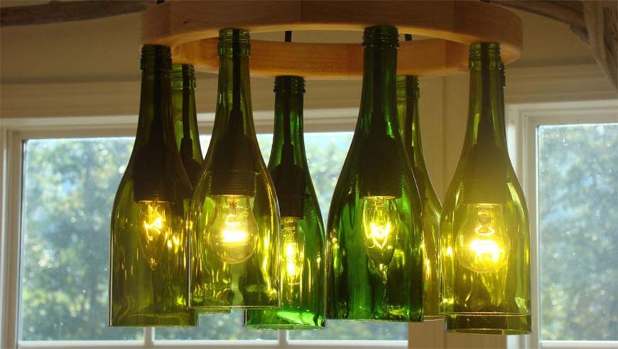 фонарики из стекланых бутылок