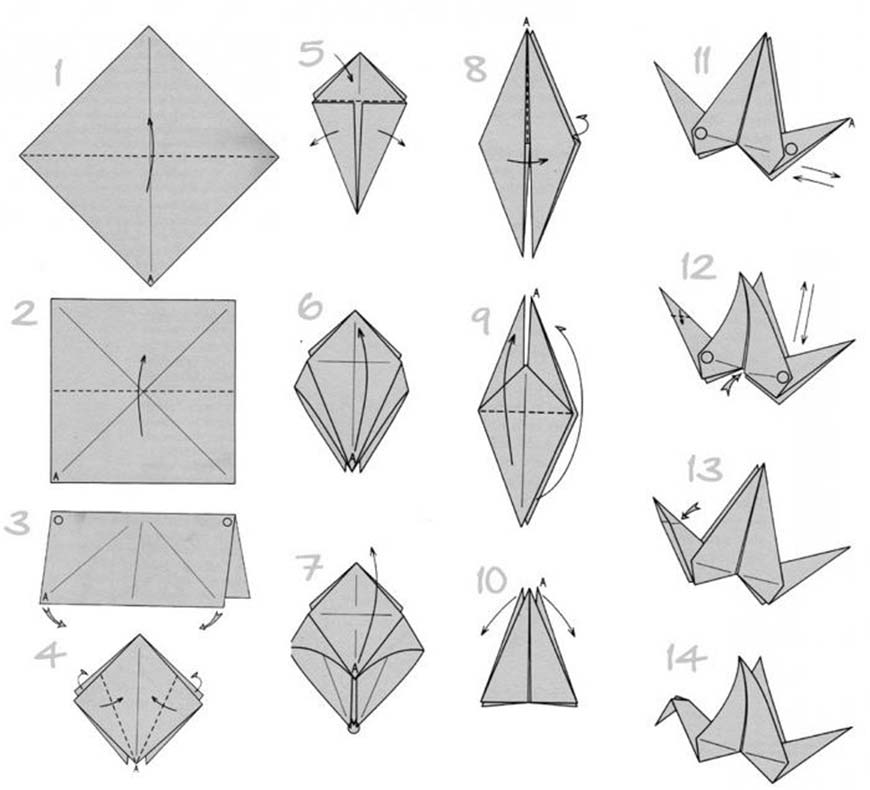 журавль из оригами