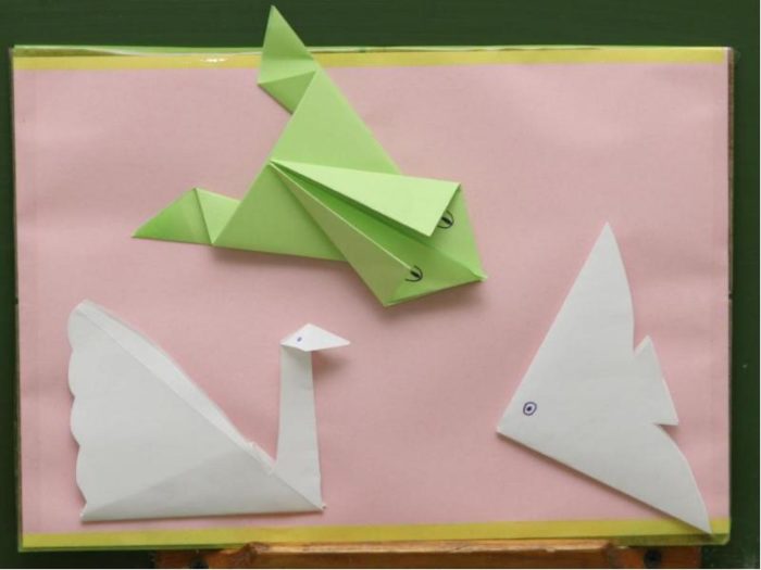 Оригами «Лебедь», «Лягушка», «Рыбка»