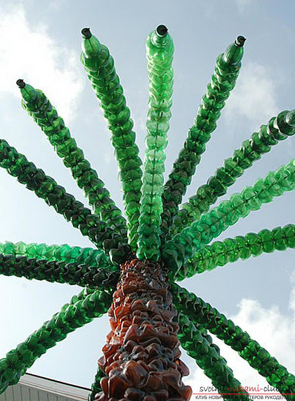 Поделки из пластиковых бутылок, поделка для сада своими руками, как сделать пальму из пластиковых бутылок своими руками, поэтапные инструкции, разъясняющие фото.. Фото №18