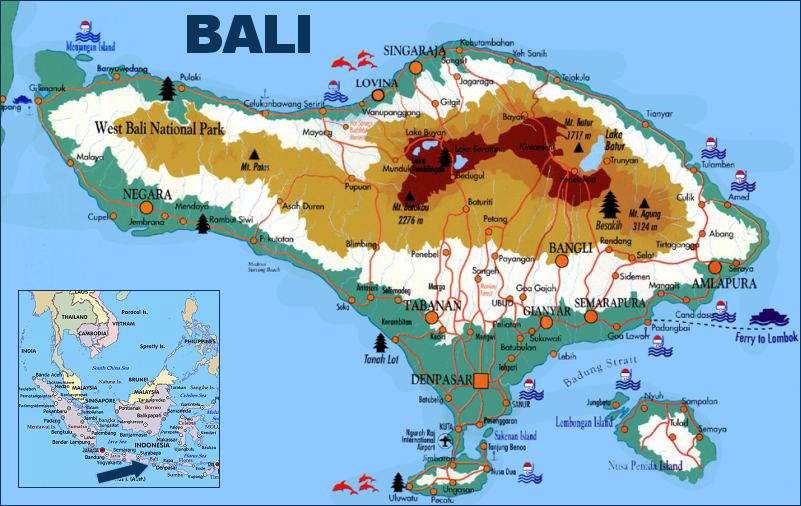 Карты острова Бали (для увеличения 