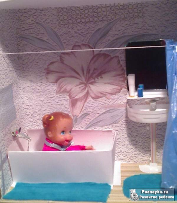 Поделка "Ванная комната для куклы " для 