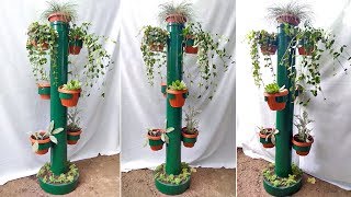 Подставка под цветы из пластиковой трубы. Поделки для сада