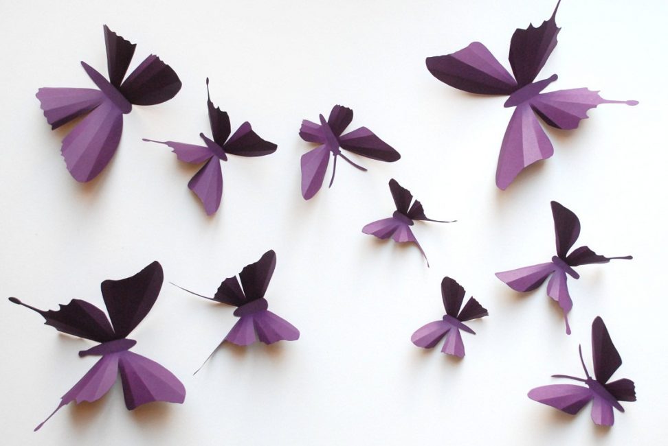 Бумажные 3D бабочки на стену 