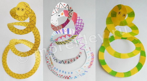 поделки из цветной бумаги: объемные животные - змея