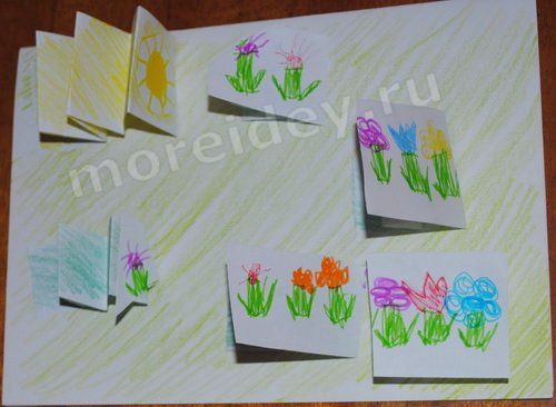 Весенние поделки: открытка с цветами