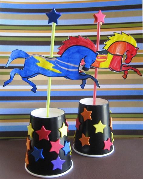 Carousel Horse Craft - use the free printable to make this colourful 