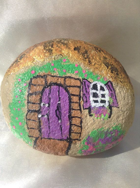 Fairy Garden Gnome House Painted Rock