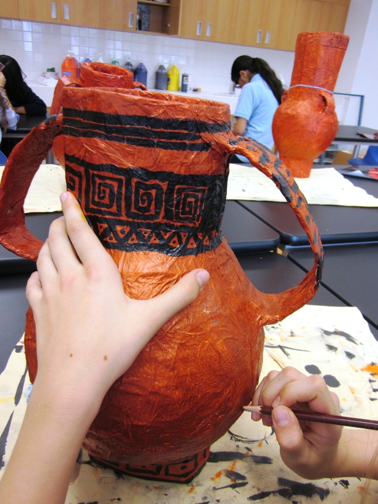 Papier Mache Greek Vases in Grade Seven | Art Lessons For Kids