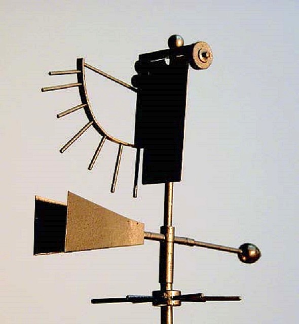 На иллюстрации показан флюгер Вильда, позволяющий визуально оценивать скорость ветра